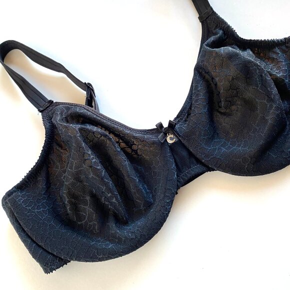 Chantelle Bra 32D Black Unlined Underwire Adjustable Clasp Back - Picture 7 of 7